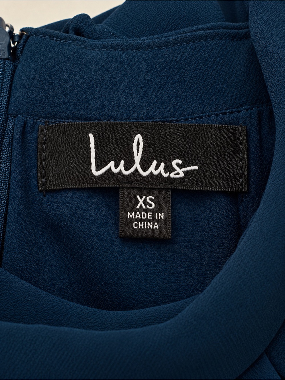 Lulu's Navy One-Shoulder Ruffle Halter Gown - Picture 4 of 5